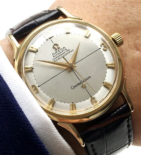 omega constellation solid gold watch price|omega constellation vintage gold.